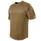 The Condor Trident Short Sleeve Battle Top is a brown tactical shirt with reinforced stitching and a Velcro patch on the left sleeve, designed for military or first responder use, displayed on a plain background.